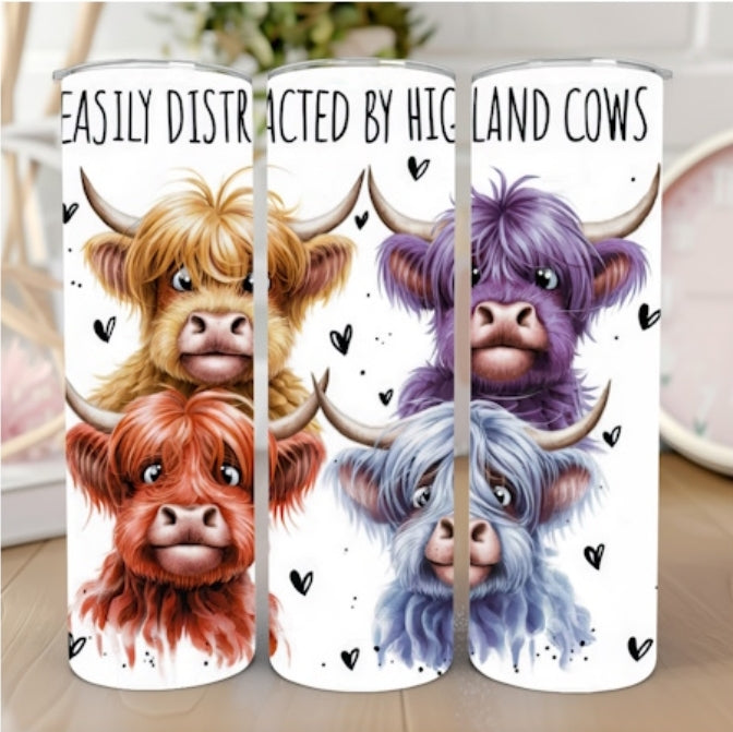 Distracted by Highland cows tumbler π