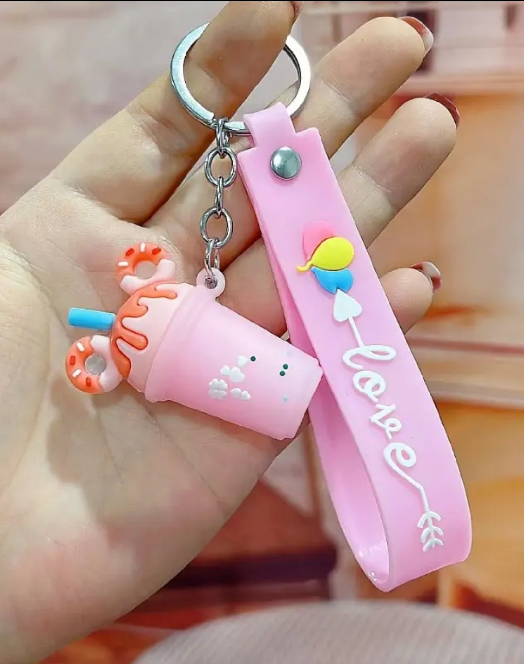 Pink cup keyring